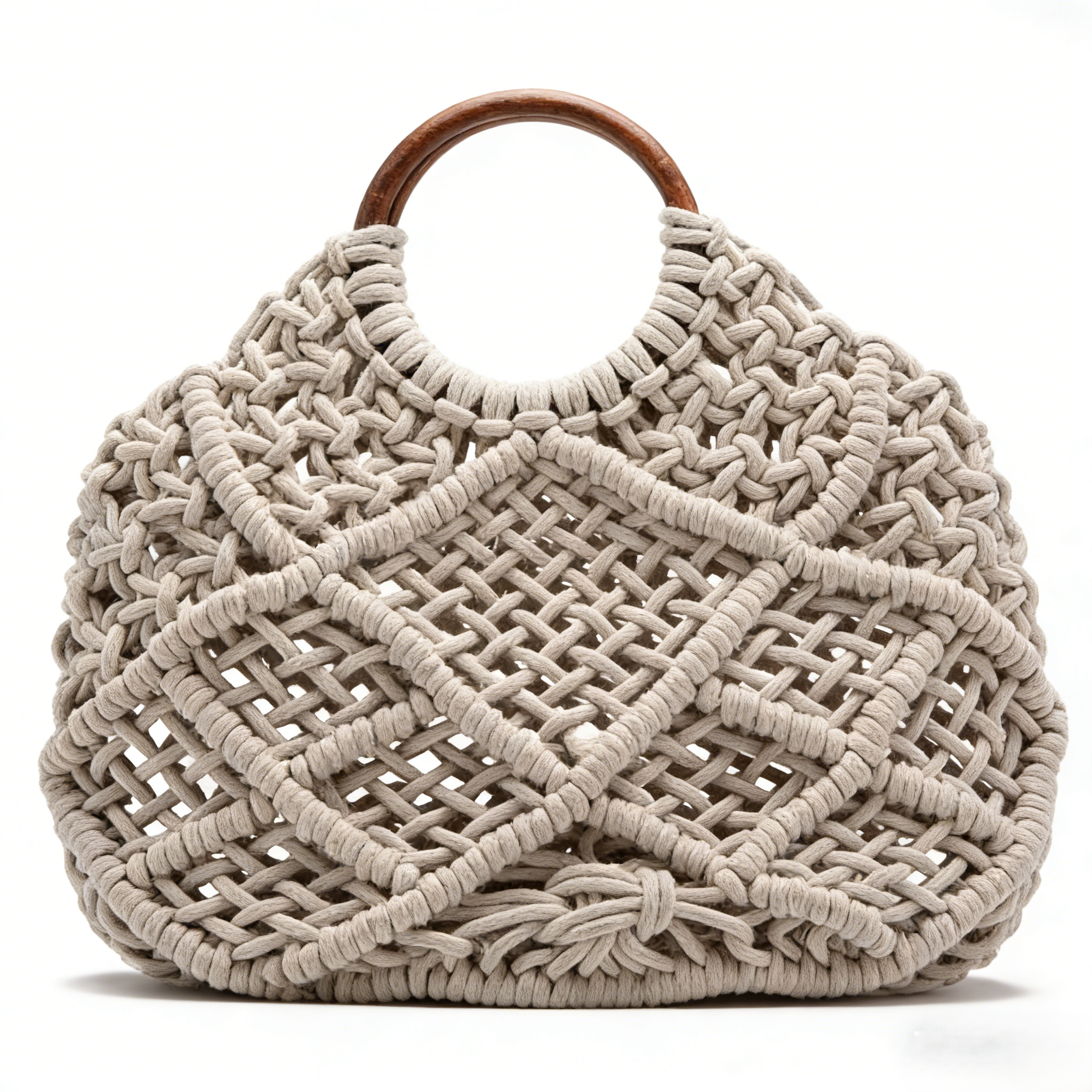 Customizable Natural Cotton Bohemian Woven Women's Shopping Bag Handmade Crochet Printed Beach Bag