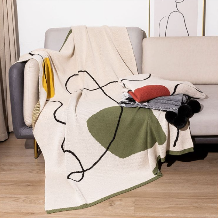 Cotton Geometric Knit Throw Blanket