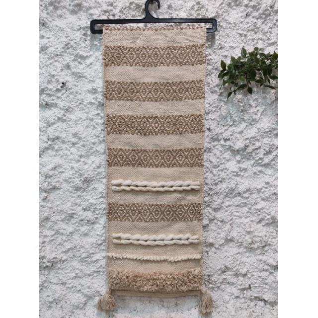 40x120 cm Natural Cotton Lace Tablecloth, Handwoven
