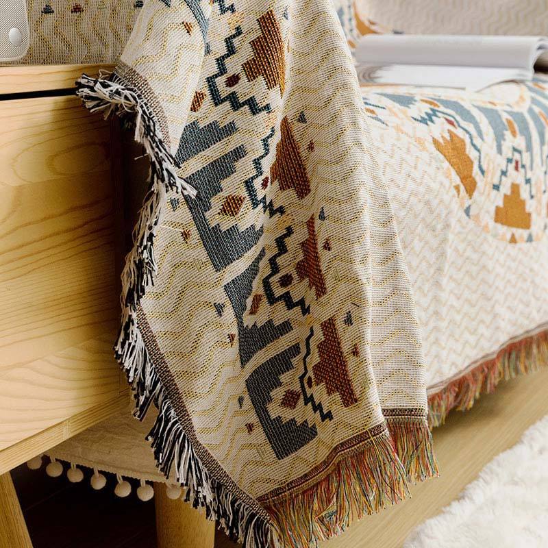 Bohemian-style Custom Woven Throw Blanket