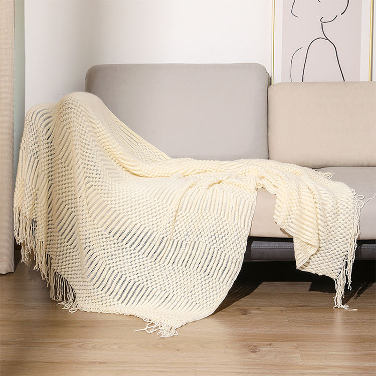 Ultra Soft Bohemian Tassel Knit Throw Blanket