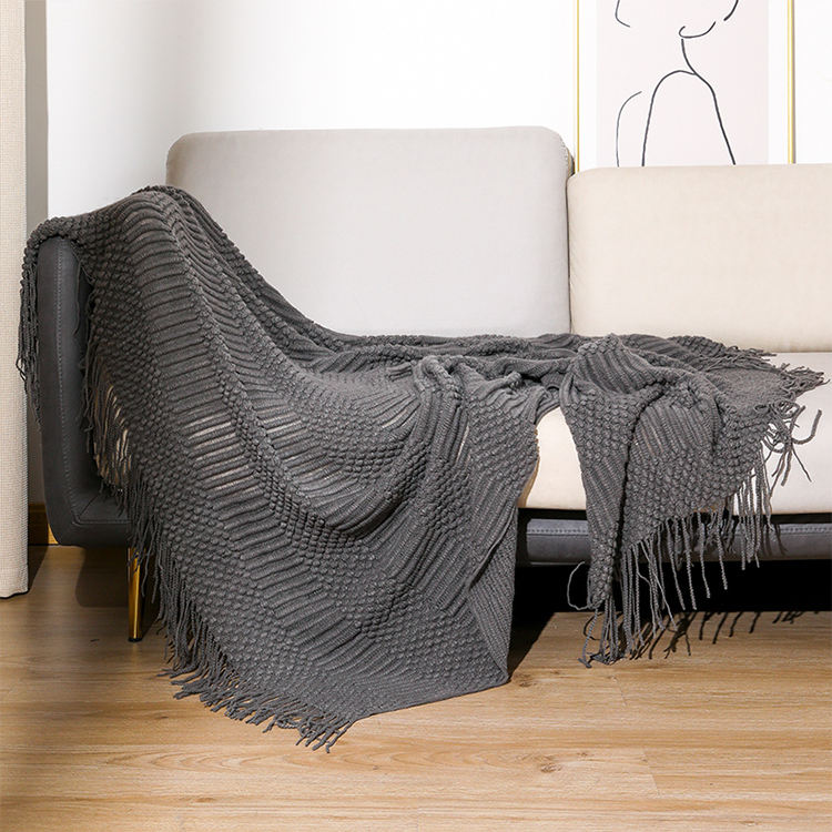 Ultra Soft Bohemian Tassel Knit Throw Blanket