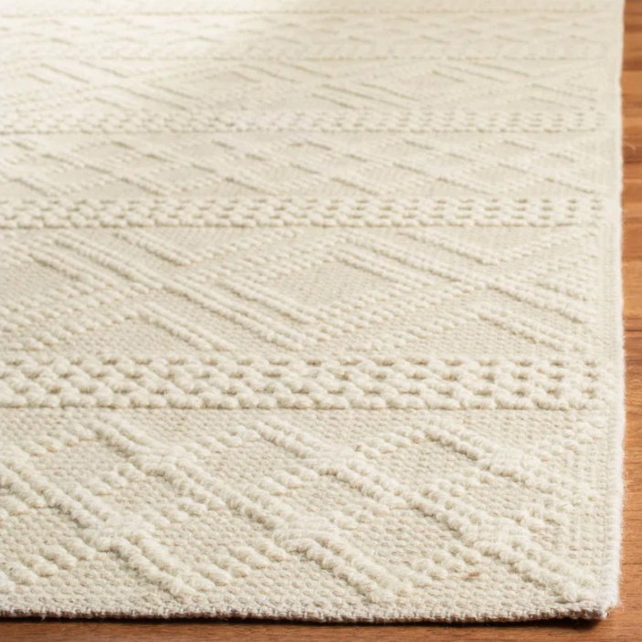 Custom Handwoven Textured Runner Rug, Neutral Geometric Hallway Carpet (MOQ 50 PCS)