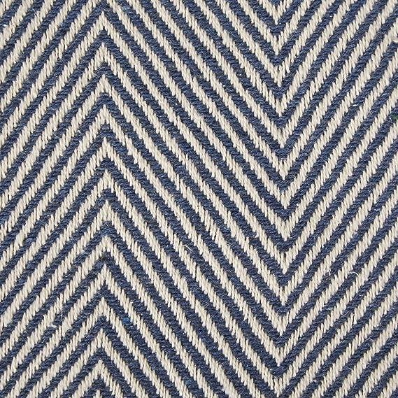 Herringbone Woven Blanket, Blue & White Fringed Throw for Modern Living Spaces