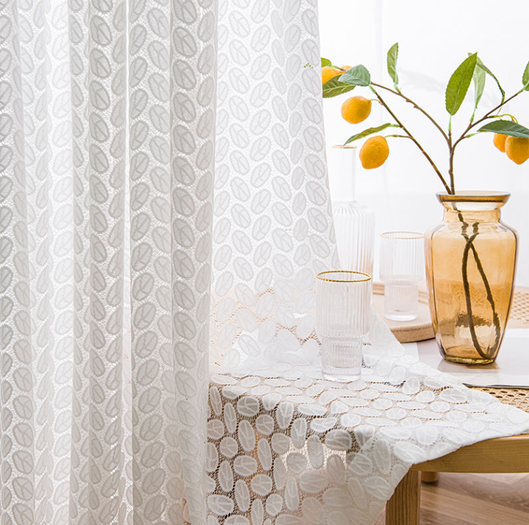 Modern Leaf Lace Sheer Fabric Curtains